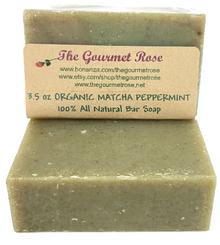 3.5 oz ORGANIC MATCHA PEPPERMINT Soap Handmade Green Tea Mint Essential Oil Body Bar 100% All Natural Eco Friendly Gluten Free Biodegradable