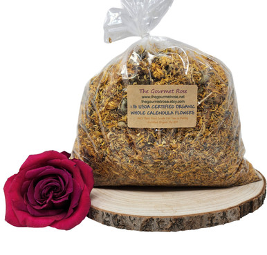 1 lb ORGANIC CALENDULA MARIGOLD Whole USDA Certified Kosher Flowers Dried Dry Tea Edible Flower Culinary Herbal Sprinkles Bulk Wholesale 16 oz