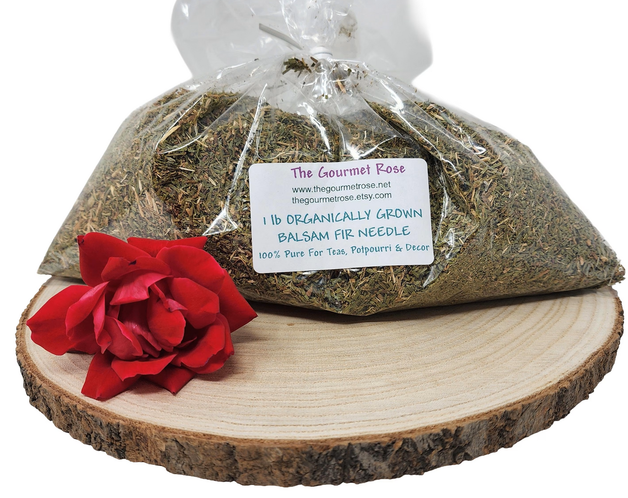 balsam fir needles chopped and dried