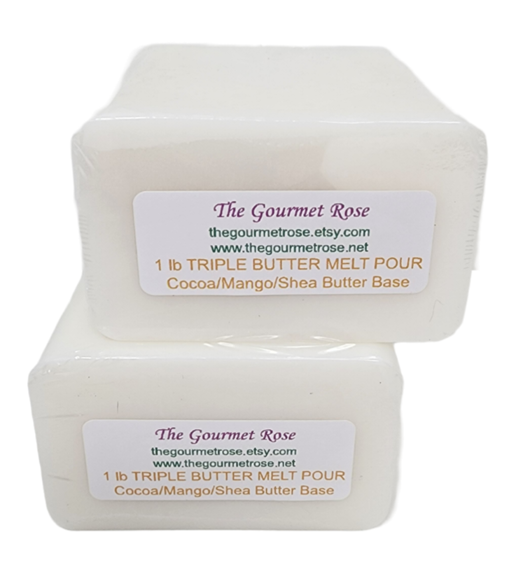 2 lb TRIPLE BUTTER MELT AND POUR SOAP Mango Shea Cocoa Butters Vegan