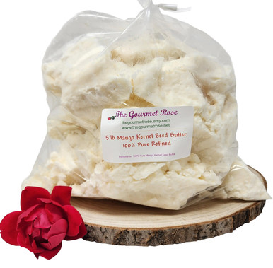 5 lb MANGO BUTTER PURE Naturally Crushed Refined Seed Kernel Tropical Raw 100% All Natural Body Butter Lotion Cream Soap Ingredient Additive Wholesale Bulk