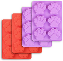 Set of 4 DOG PAW PRINT Mold Silicone Puppy Treats Small Facial Face Soap Melt And Pour Chocolate Rubber Lotion Ice Cube Bath Bomb Baking Candy Making 6 Cavity Lot