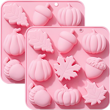 PUMPKIN MAPLE LEAF ACORN Mold Soap Silicone Harvest Fall Autumn Leaves Small Travel Size Guest Ice Cube Chocolate Rubber Wax Melt Baking 9 Cavities