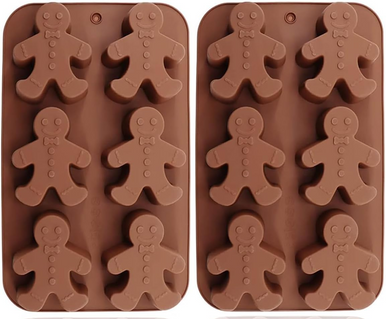 3D GINGERBREAD MAN 3.5" Tall Mold Soap Ginger Bread Men Silicone Cookies Kids Baking Chocolate Rubber Wax Tart Melt Ice Cube Baking 6 Cavity