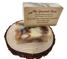 3.5 oz ORGANIC WOODSPICE SOAP Deodorant 100% All Natural Handmade Bath Bar Biodegradable Cinnamon Clove Bud Patchouli Ho Wood Essential Oil