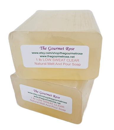 2 lb LOW SWEAT CLEAR MELT AND POUR SOAP 100% All Natural Pure Low Sweating Base Clear Chemical Free Luxurious Glycerin Premium Glycerine SLS SLES FREE