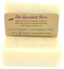 3.5 oz ORGANIC CALENDULA SHEA BUTTER SOAP UNSCENTED 100% All Natural Cold Processed Process Handmade Herbal Bath Body Bar