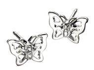 Girls silver butterfly earrings E3910 D for Diamond
