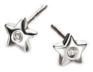 Girls Silver Diamond Star Earrings - D for Diamond 