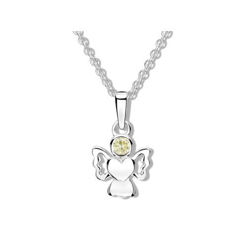 Pale green cz sparkly angel necklace for girls