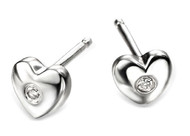 D for Diamond silver heart earrings for girls