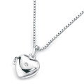 D for Diamond Silver Heart Locket Pendant - P2549