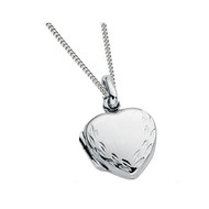 Silver Etched Heart Locket