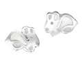 Silver and mother of pearly baby bunny stud earrings