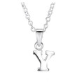 Girls Silver Initial Pendant - Y