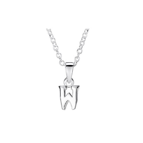 Girls Silver Initial Pendant - W