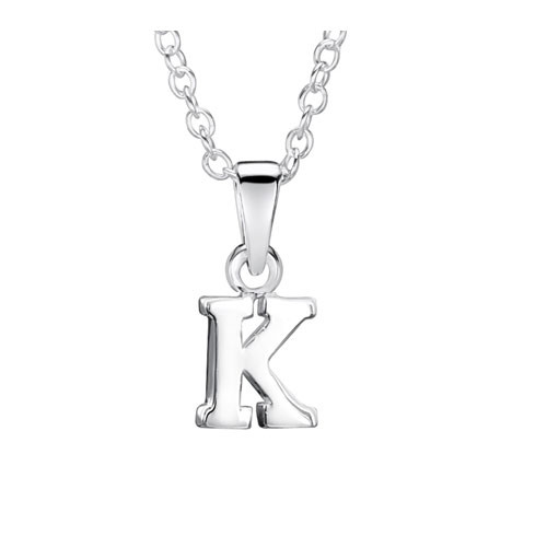 Girls Silver Initial Pendant - K