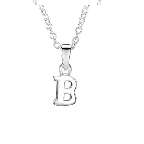 Girls Silver Initial Pendant - B