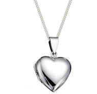 Girls Large Silver Heart Locket with 18 inch chain