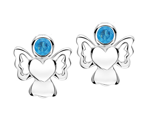 Blue cz angel earrings for girls