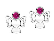 Girls ruby cz angel earrings