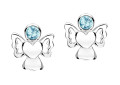 Aquamarine cz angel earrings for girls