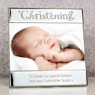 Engraved christening photo frame