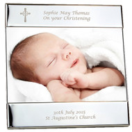 Personalised Silver Plated Square Cross Photo Frame