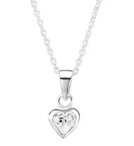 Girls silver cz heart necklace