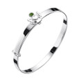 May birthstone silver bangle with emerald green cz