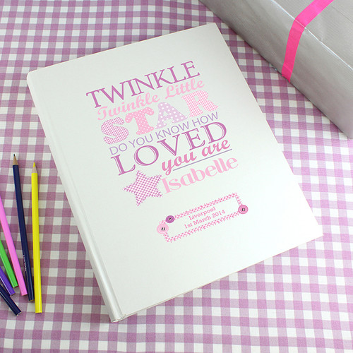 Personalised baby girl photo album - twinkle twinkle