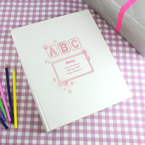 Pink ABC baby girls personalised photo album
