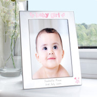 Personalised Pink Footprints Baby Girl Photo Frame