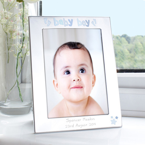 Personalised Blue Footprints Baby Photo Frame