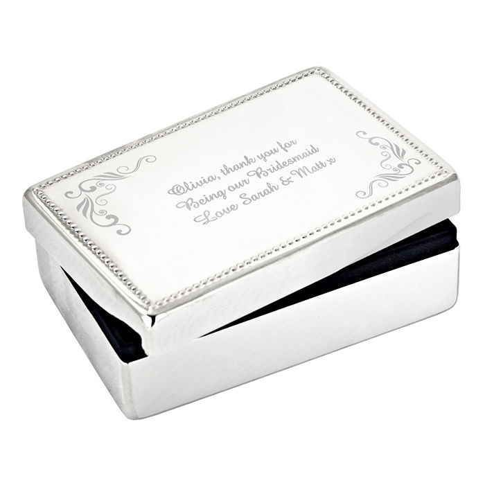 Personalised Silver Swirl Jewellery Box