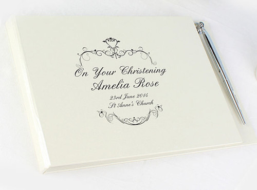 Personalised christening guest book for boy or girl