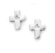 Girls Christening Cross Earrings