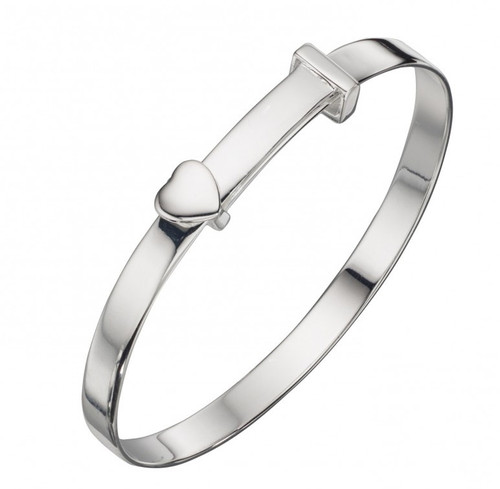 Silver Heart Baby Bangle B4667 - engravable