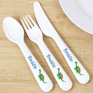 Personalised Dinosaur Plastic Kids Cutlery