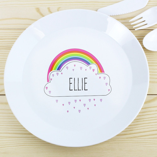 Kids Personalised Rainbow Plastic Plate