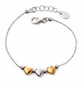 D for Diamond Silver and Gold Hearts Bracelet- B5005