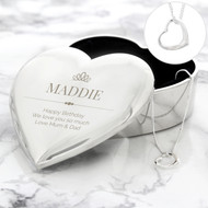 Personalised Crown Heart Trinket with Heart Pendant