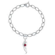Red swarovski bead girls silver bracelet
