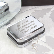 Sterling Silver Cross Necklace with Engraved Gift Box