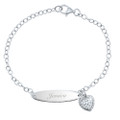 Engraved Girl's Sterling Silver and Cubic Zirconia Bracelet 