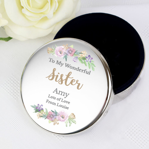 Personalised Pretty Floral Round Trinket