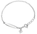 Girls silver id heart charm bracelet with mini diamond