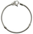 Girls silver snake chain bracelet for beads with butterfly clasp 18cm