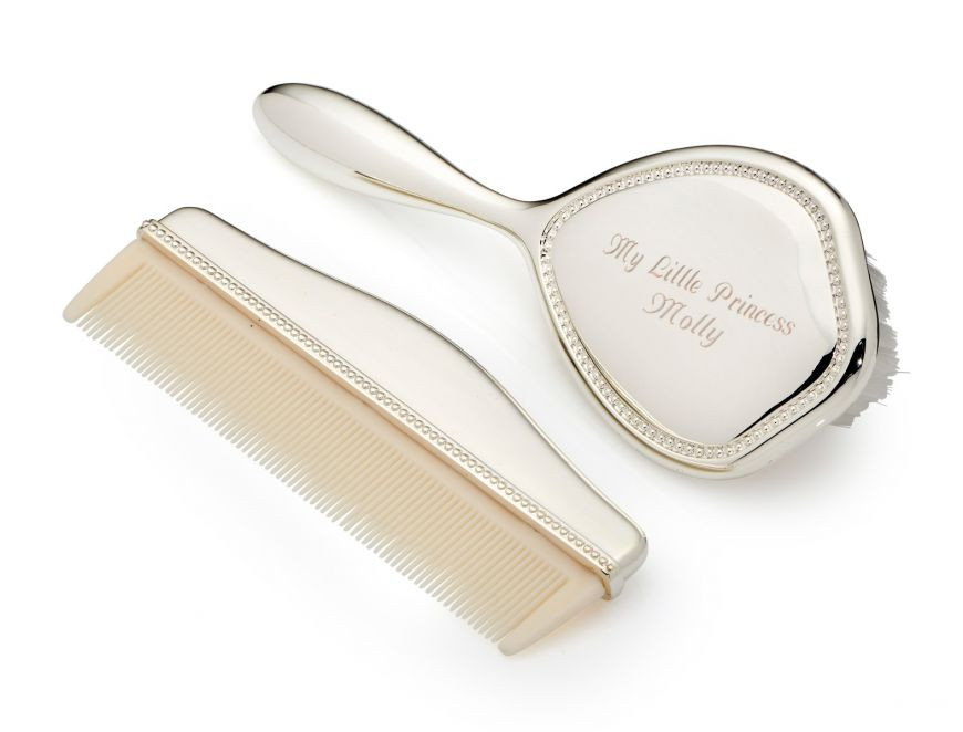 Engravable Baby Brush and Comb D for Diamond Christening Gift