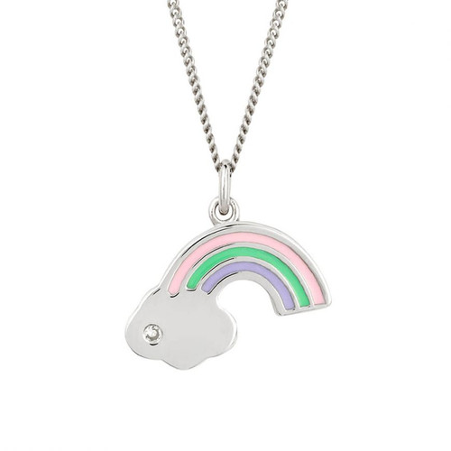 D for Diamond rainbow necklace for girls